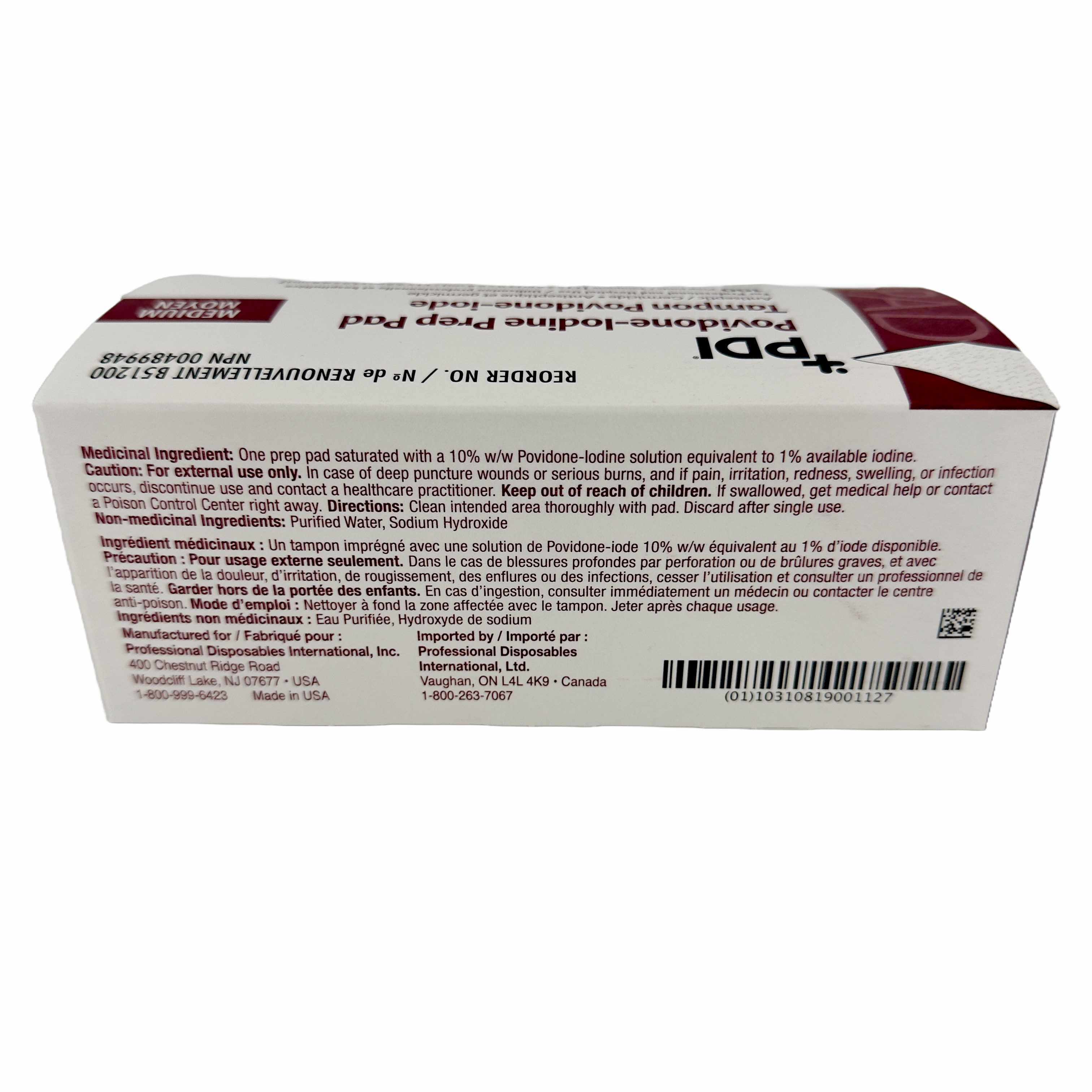 PDI Povidone-Iodine Medium Prep Pad ( 100 Box )