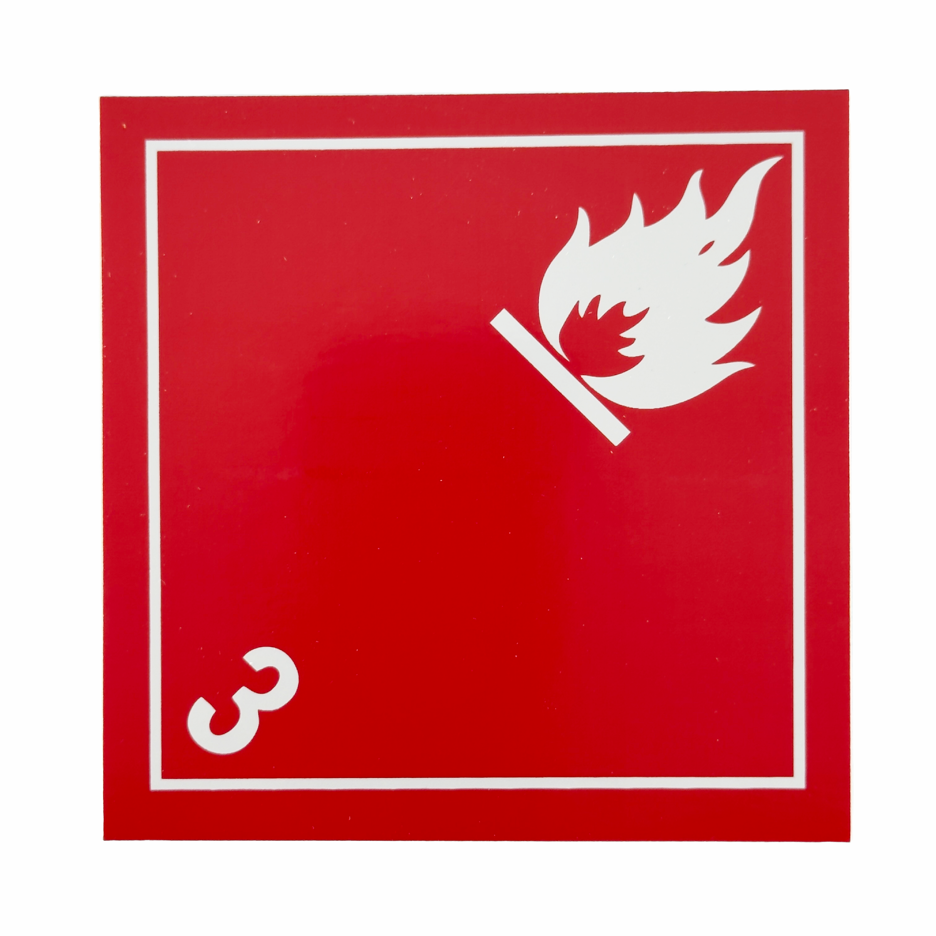 Placard Label - Class 3, Red Background, 4 × 4 inches (10.2 × 10.2 cm)