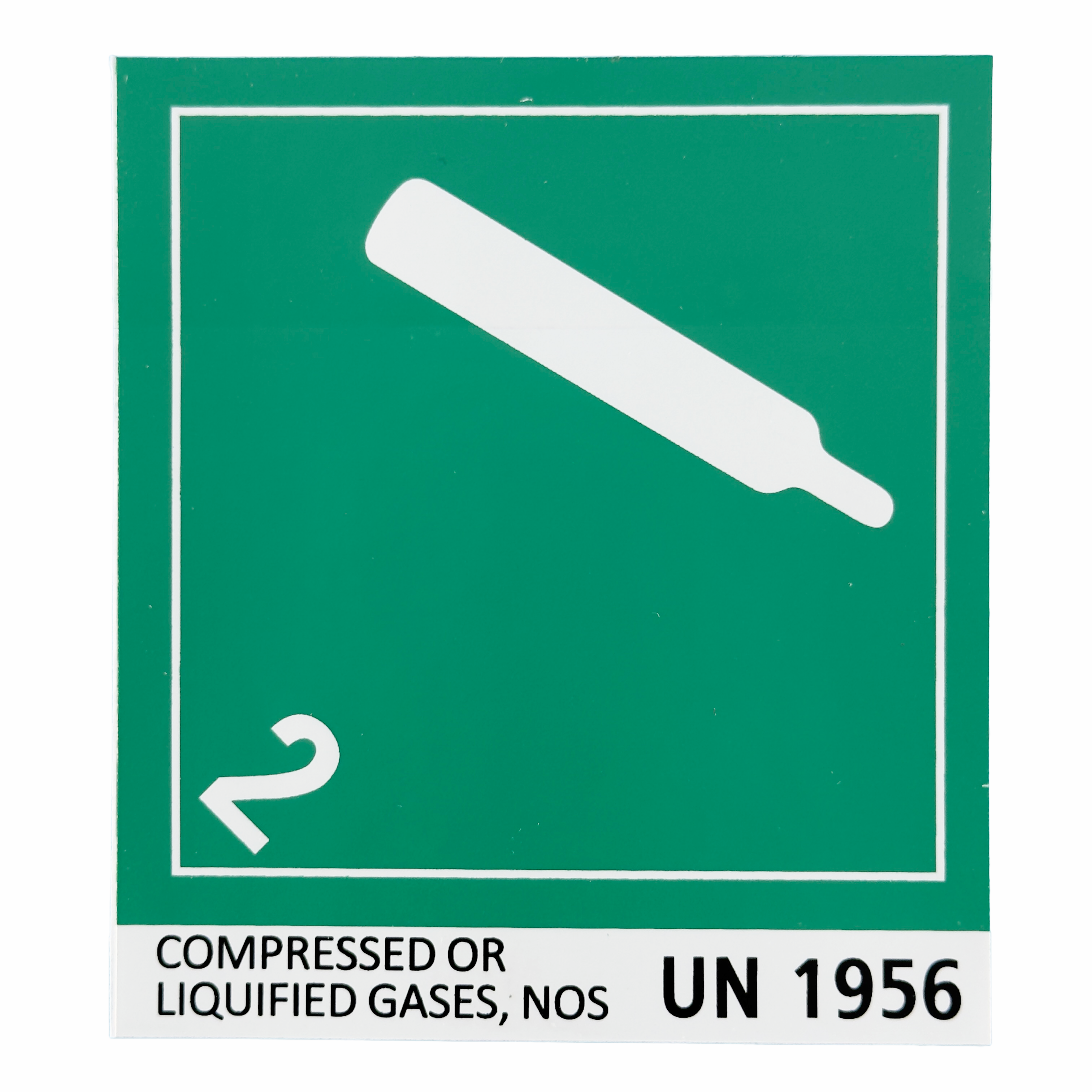 Placard Label - Class 2, Compressed or Liquefied Gases UN 1956, 4 × 4 inches (10.2 × 10.2 cm)