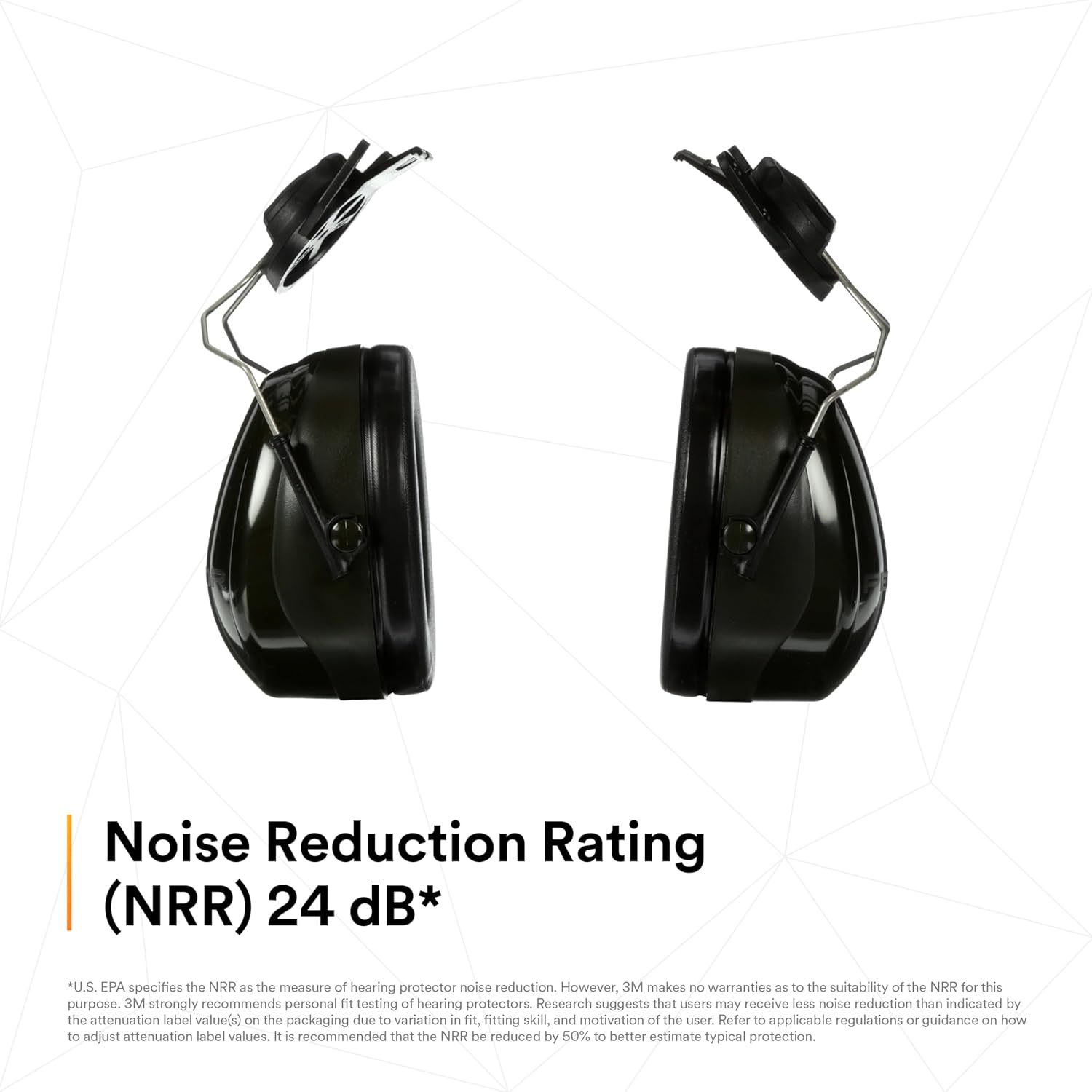 3M™ PELTOR™ Optime™ 101 Earmuffs, H7P3E, hard hat attached