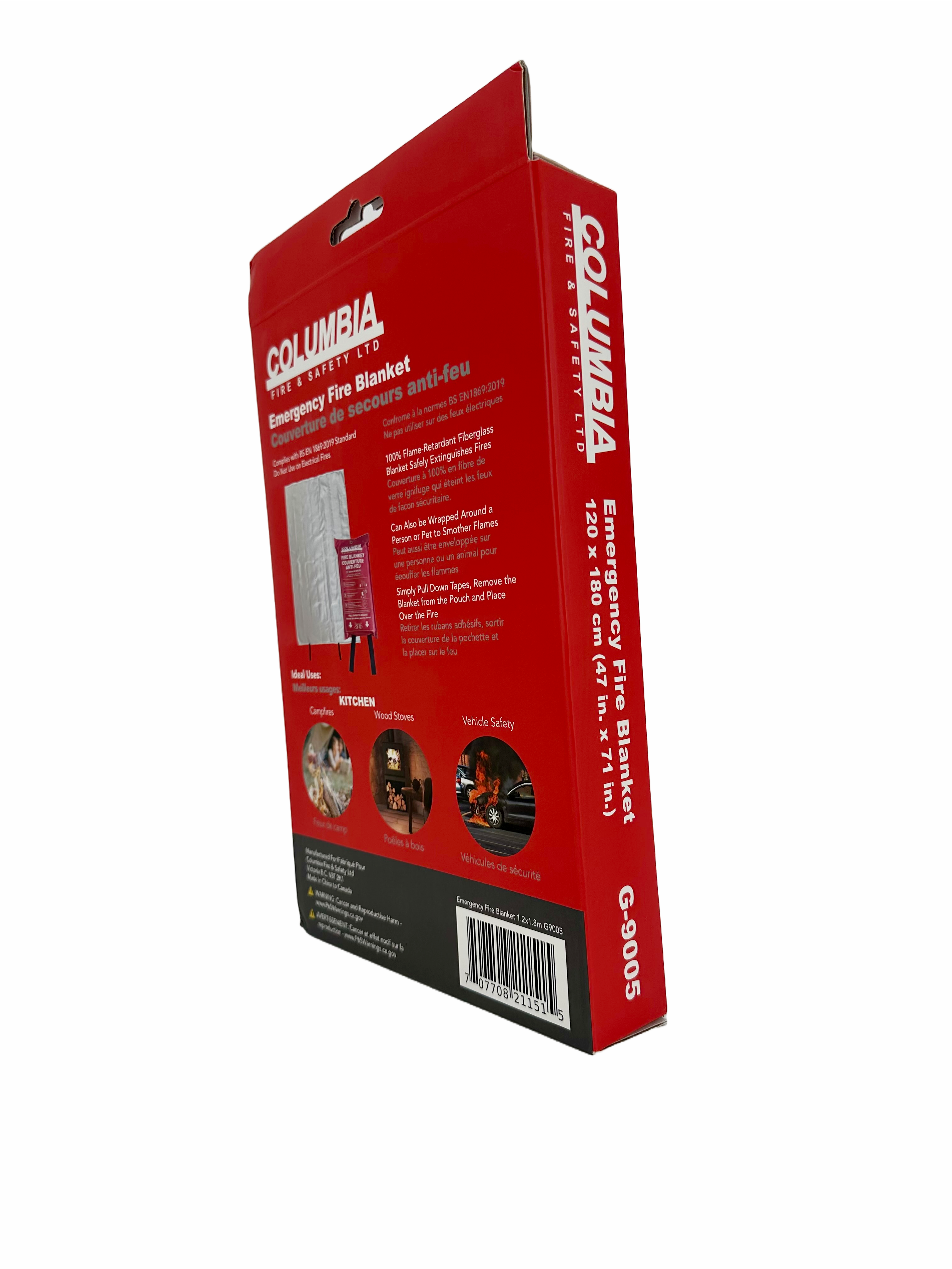 Fire Blanket C/W Red Pouch & Carabiner Clip