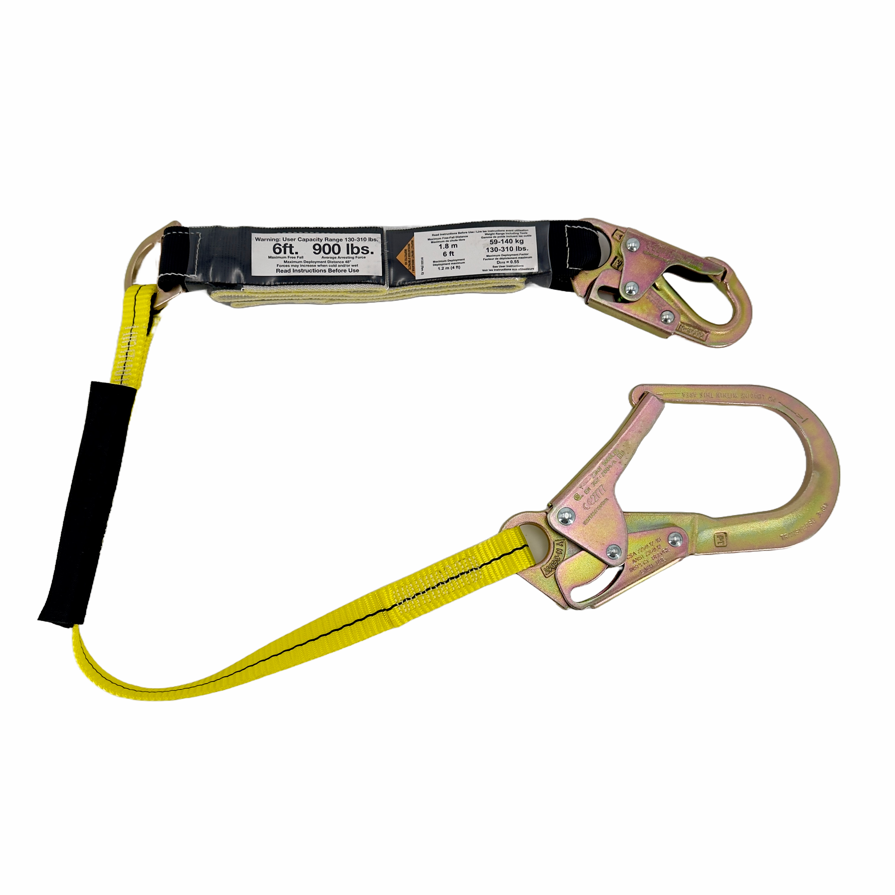 Lanyard 4' Snap Hook / 2.5" Hook / Shock Pack