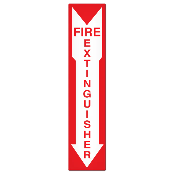 Glow-in-the-Dark Fire Extinguisher Sign with Arrow (4 in x 18 in) Adhesive sticker