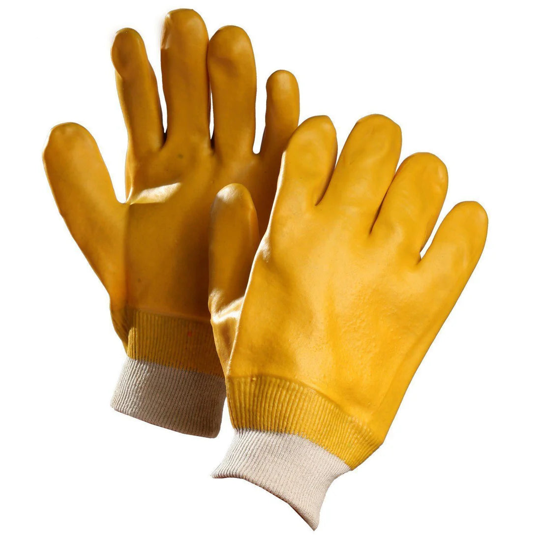 Premium Chemical Resistant Gloves, ( Yellow ) PVC Coated, Knitwrist