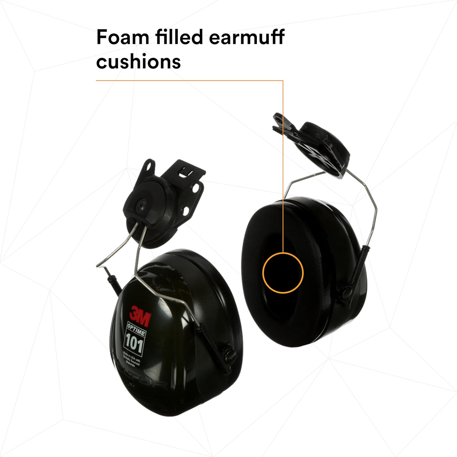 3M™ PELTOR™ Optime™ 101 Earmuffs, H7P3E, hard hat attached