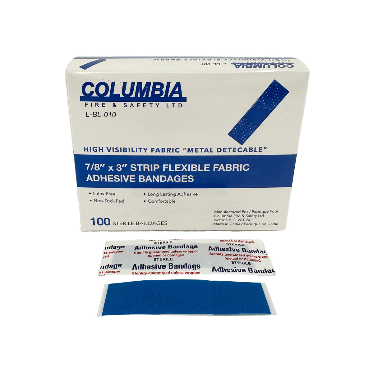 Bandaids ( STRIP ) Blue Metal Detectable 7/8" X 3" ( 2.23cm x 7.62cm )