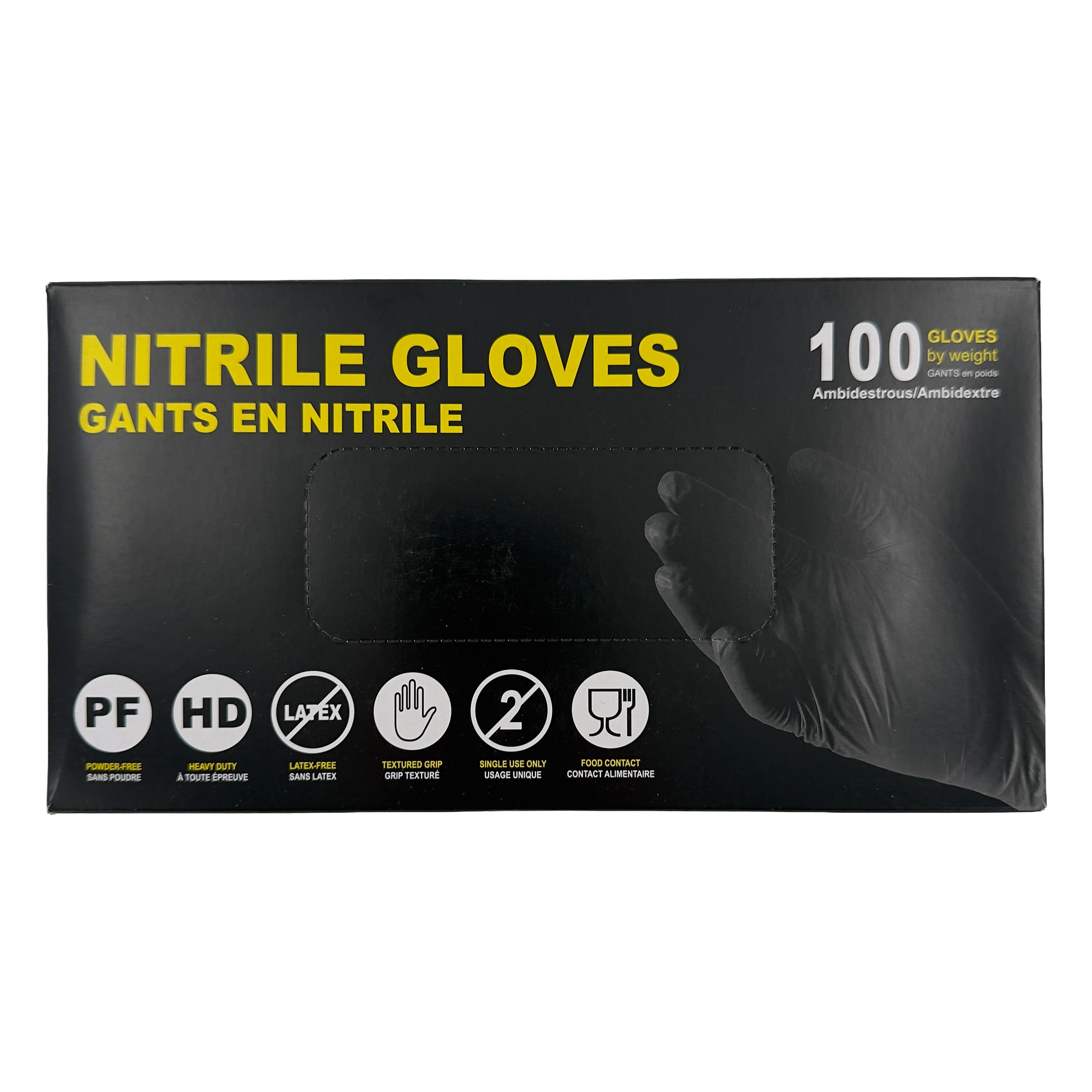 Nitrile Gloves HD/PF Black (6 MIL) 100/BX