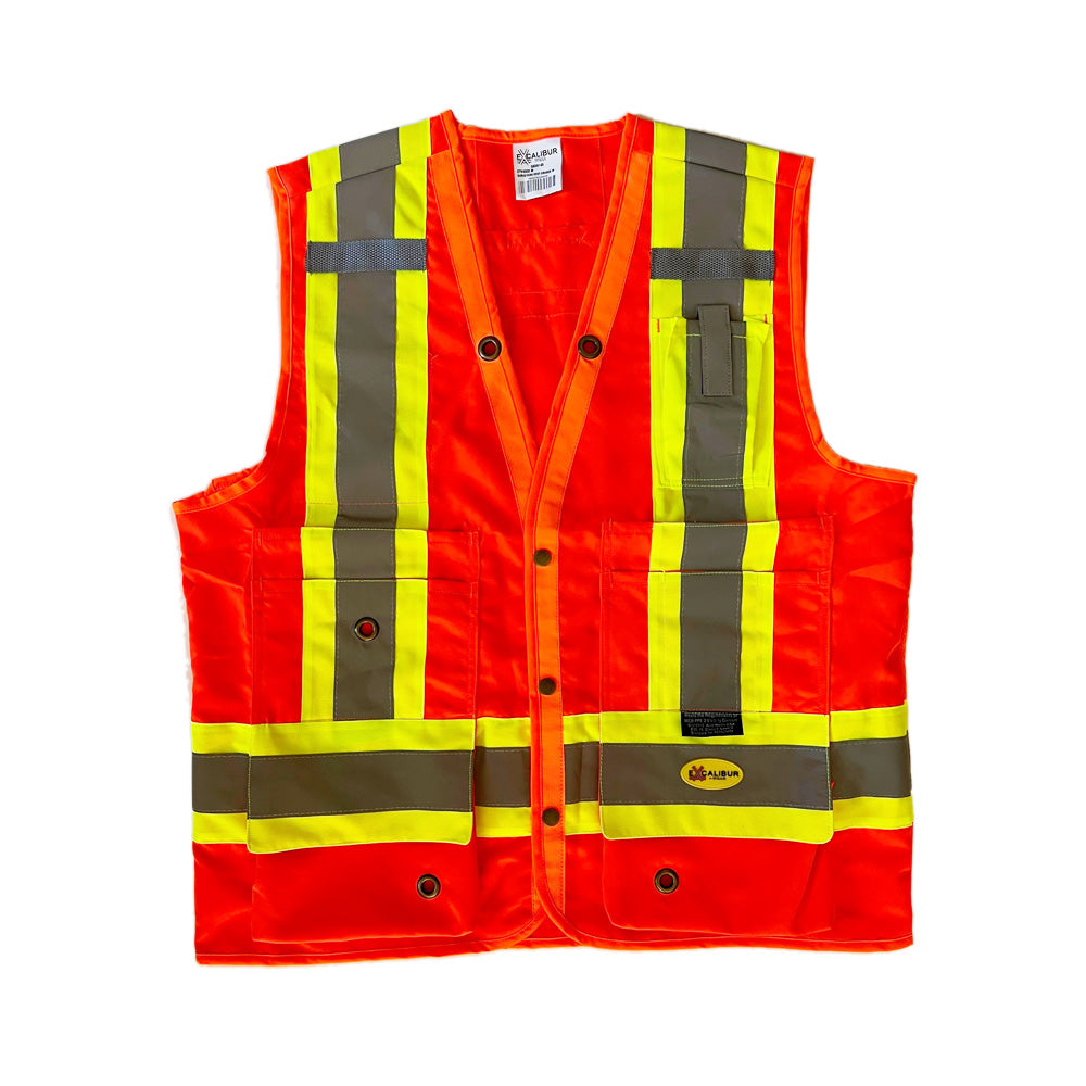 Surveyors Vest, Polyester ( ORANGE ) W/ Reflective Tape