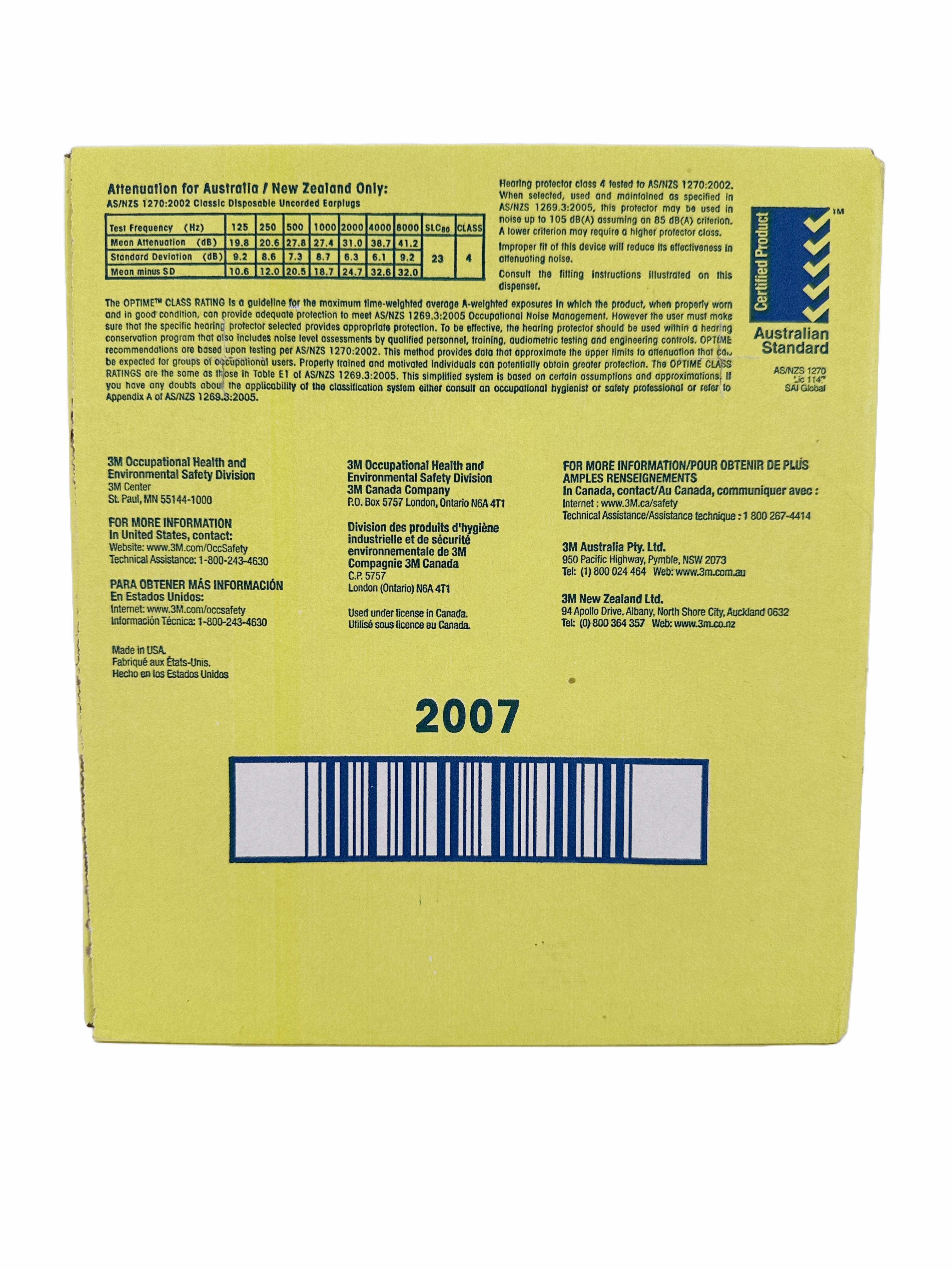 3M Ear Plugs ( 29 DB ) Classic, Uncorded ( 200 Per Box )