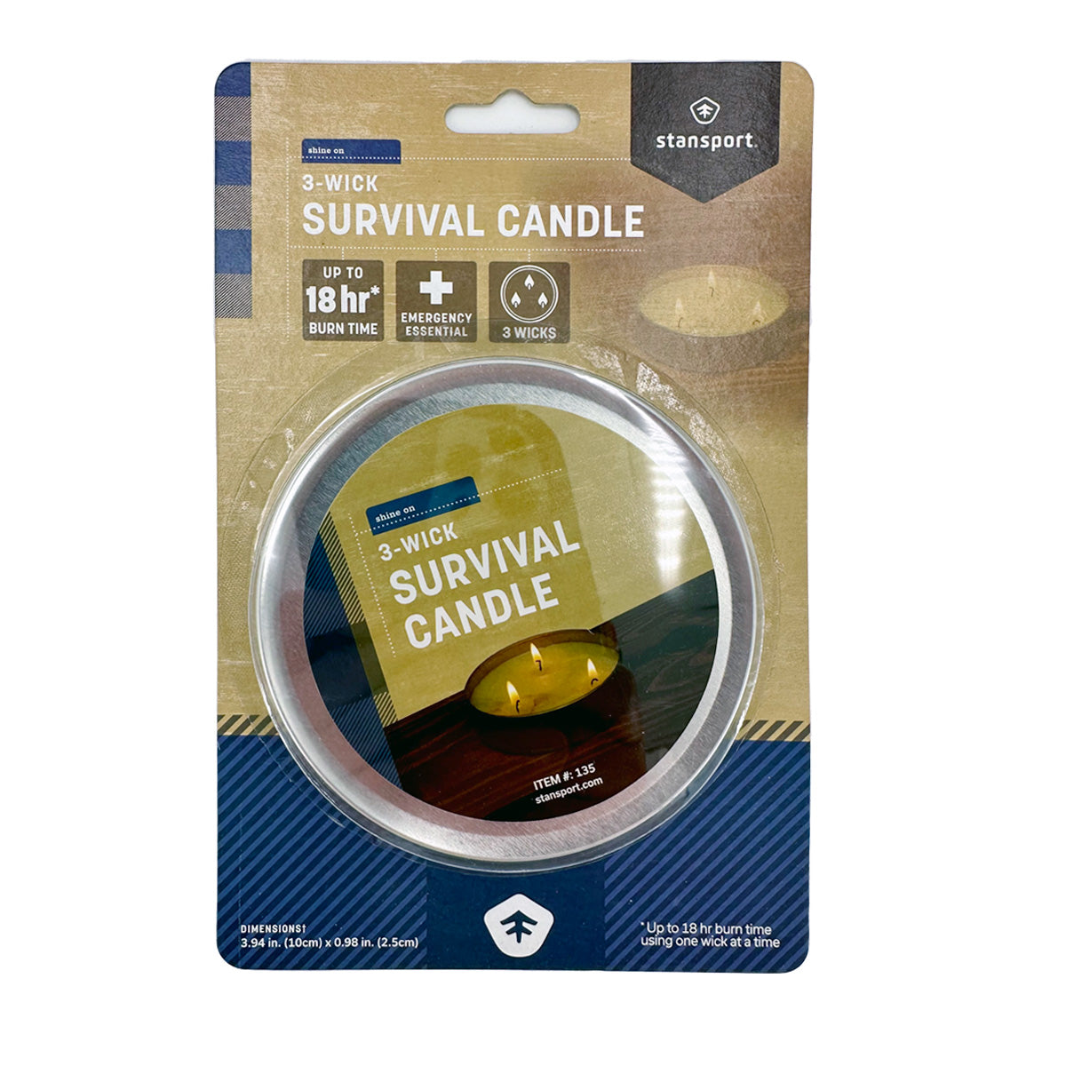 Survival Candle, Burns 18 Hrs.