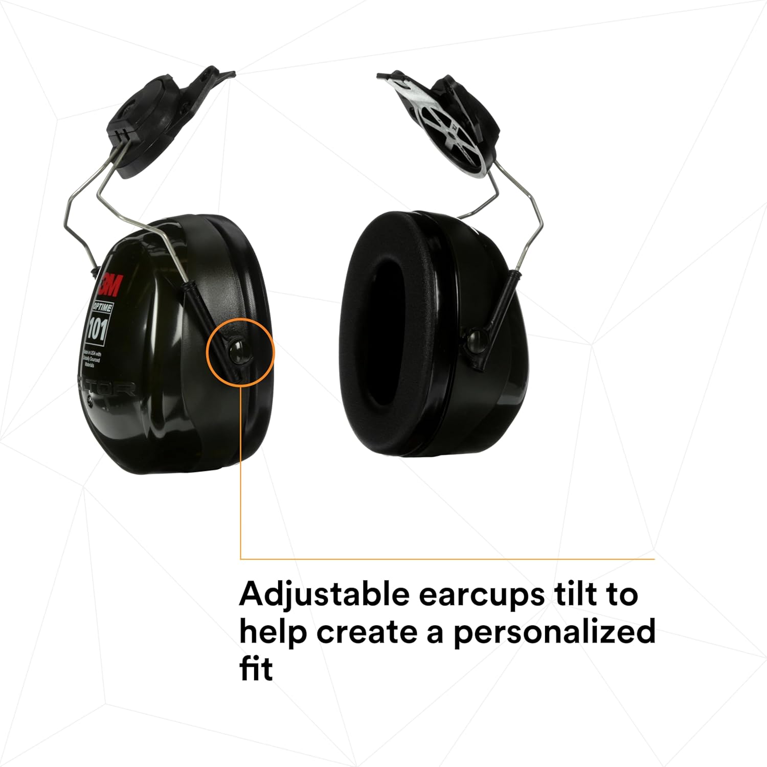 3M™ PELTOR™ Optime™ 101 Earmuffs, H7P3E, hard hat attached