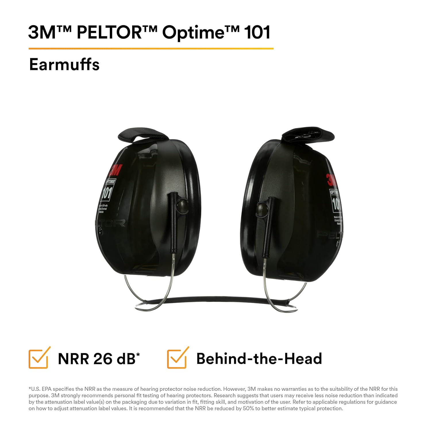 3M™ PELTOR™ Optime™ 101 Earmuffs, H7B, behind-the-head