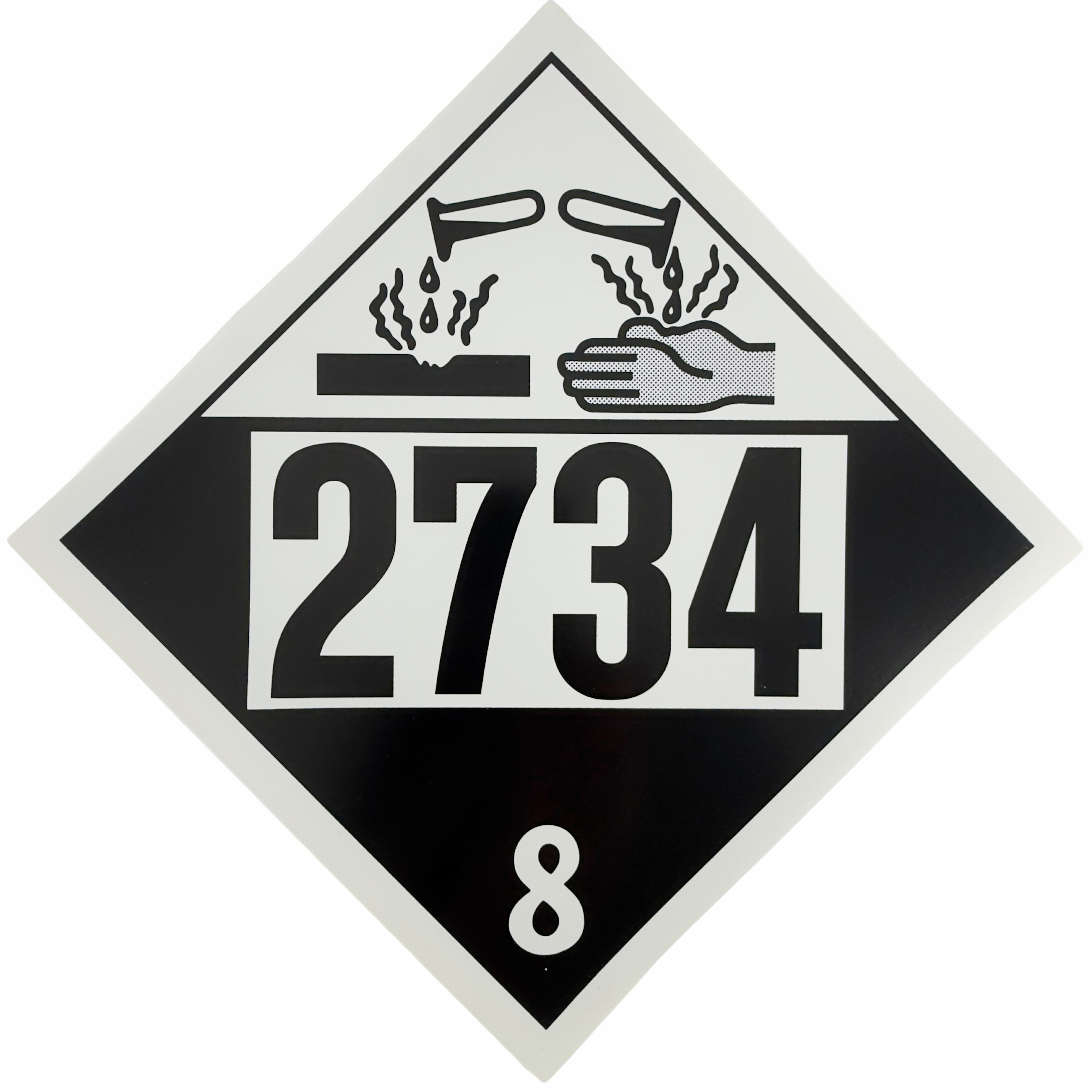 Placard, Class 8 (2734) Amines, Liquid, Corrosive, Flammable, n.o.s. / Polyamines, Liquid, Corrosive, Flammable, n.o.s.