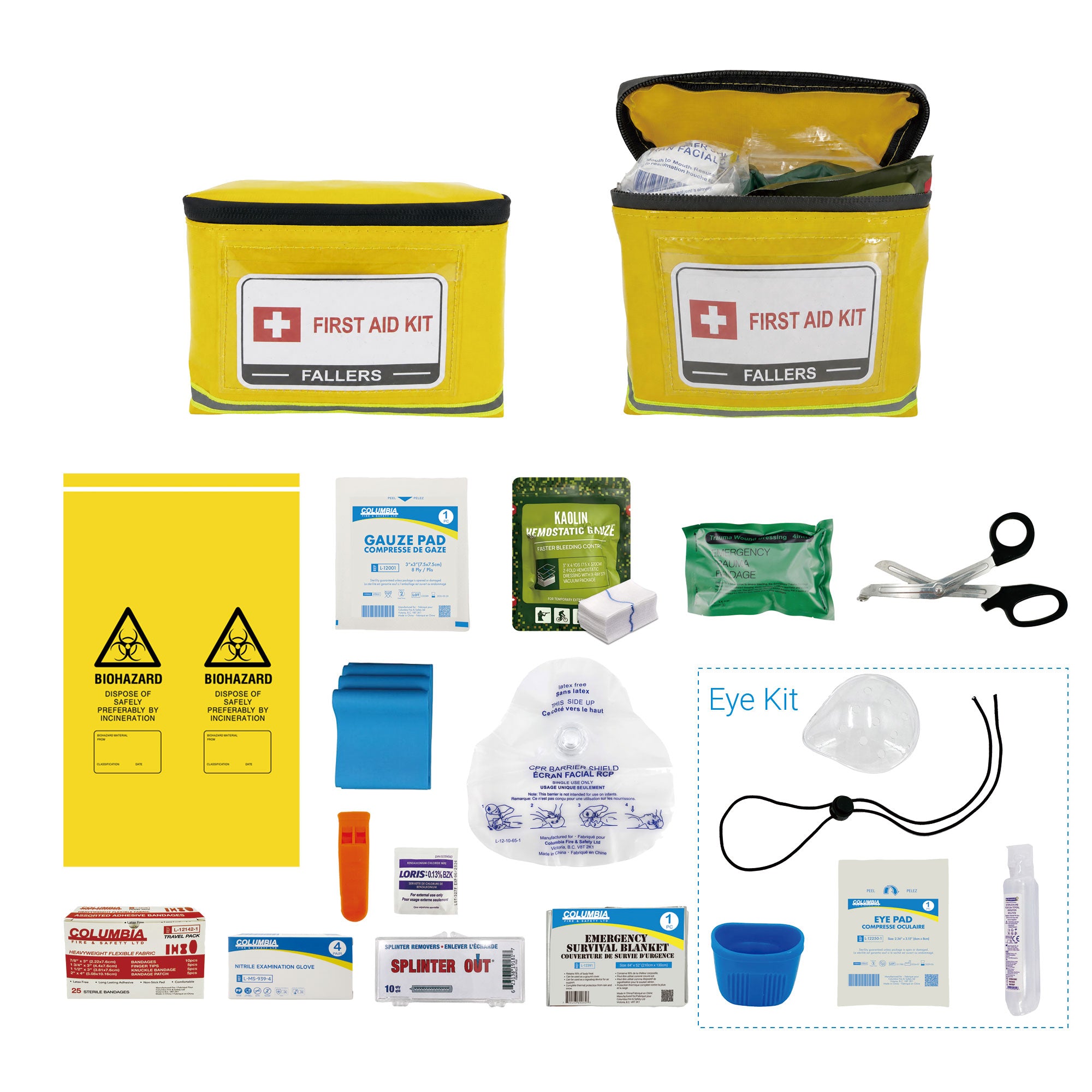 Fallers Kit in a Hi Viz Water Resistant Bag