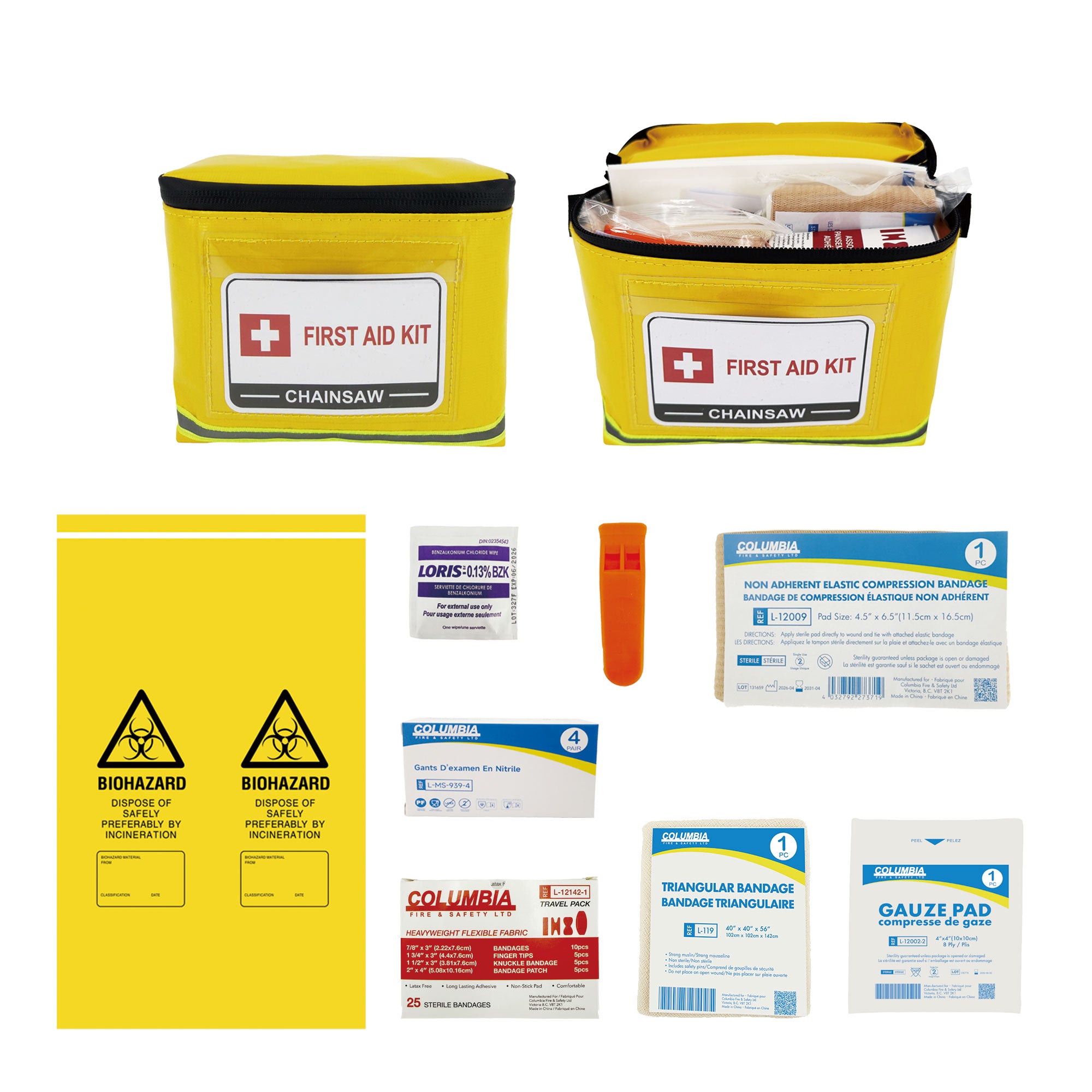 Chainsaw Kit in a Hi Viz Water Resistant Bag