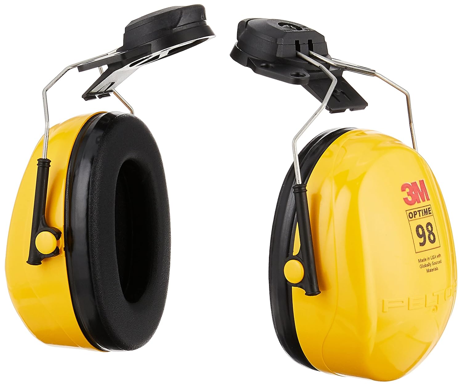 3M™ PELTOR™ Optime™ 98 Earmuffs, H9P3E, hard hat attached