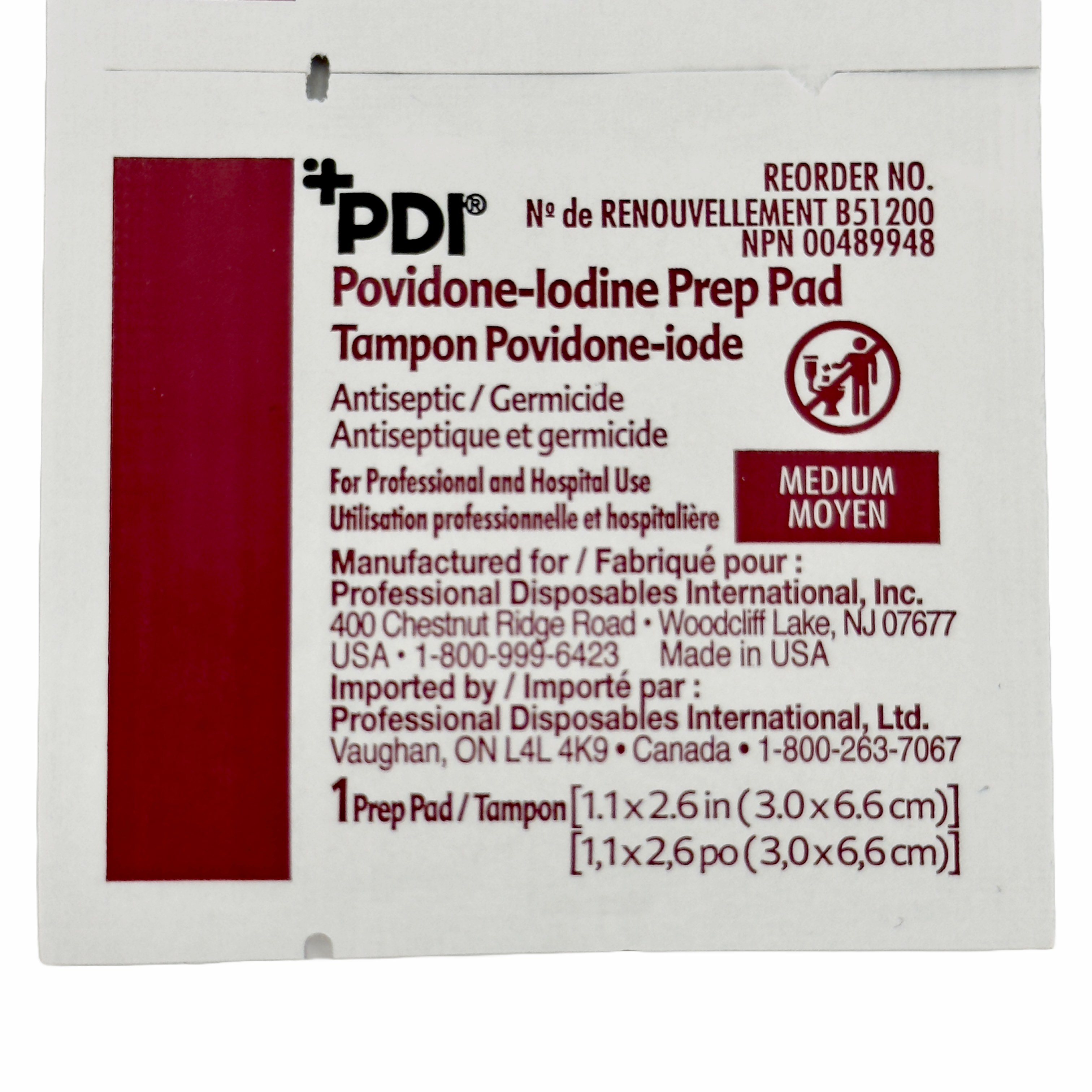 PDI Povidone-Iodine Medium Prep Pad ( 100 Box )