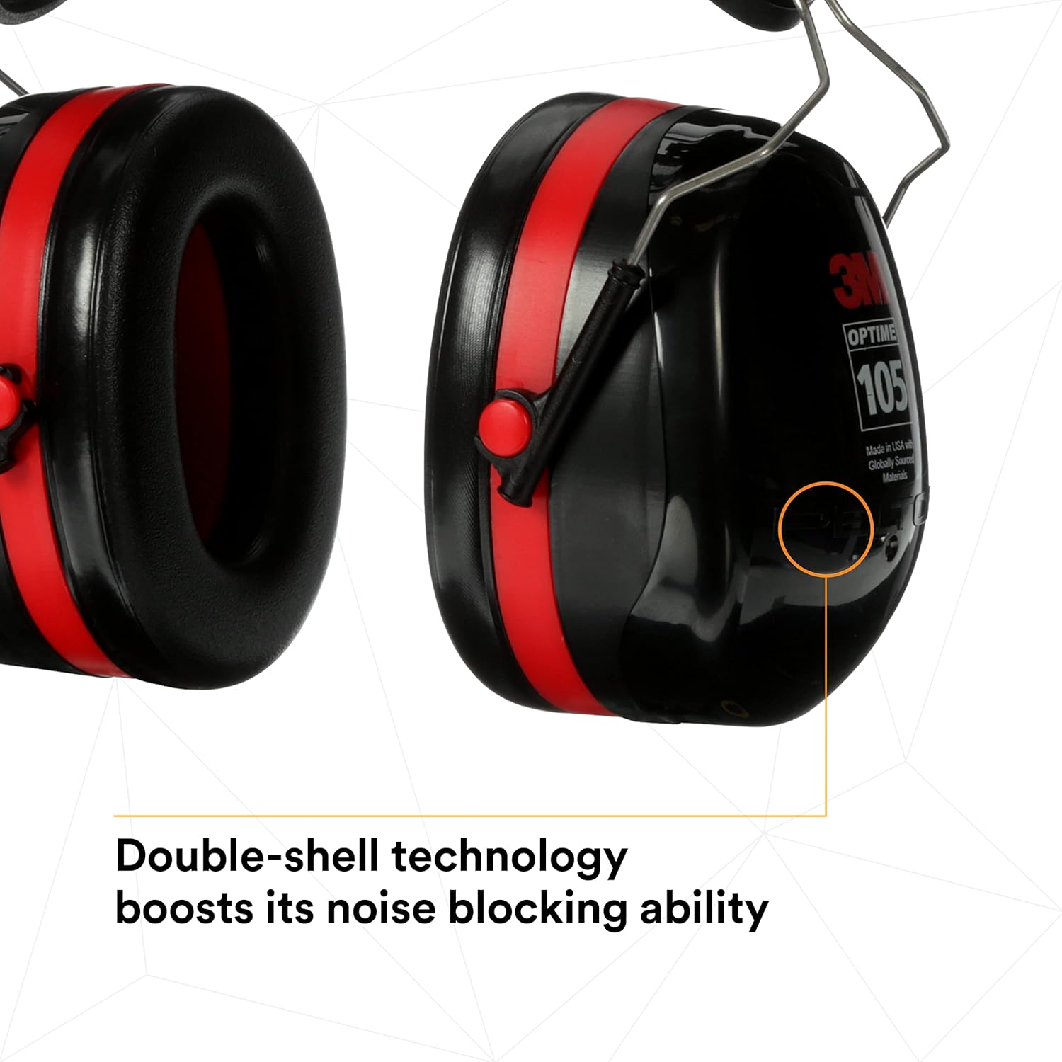 3M™ PELTOR™ Optime™ 105 Earmuffs, H10P3E, Hard Hat Attached
