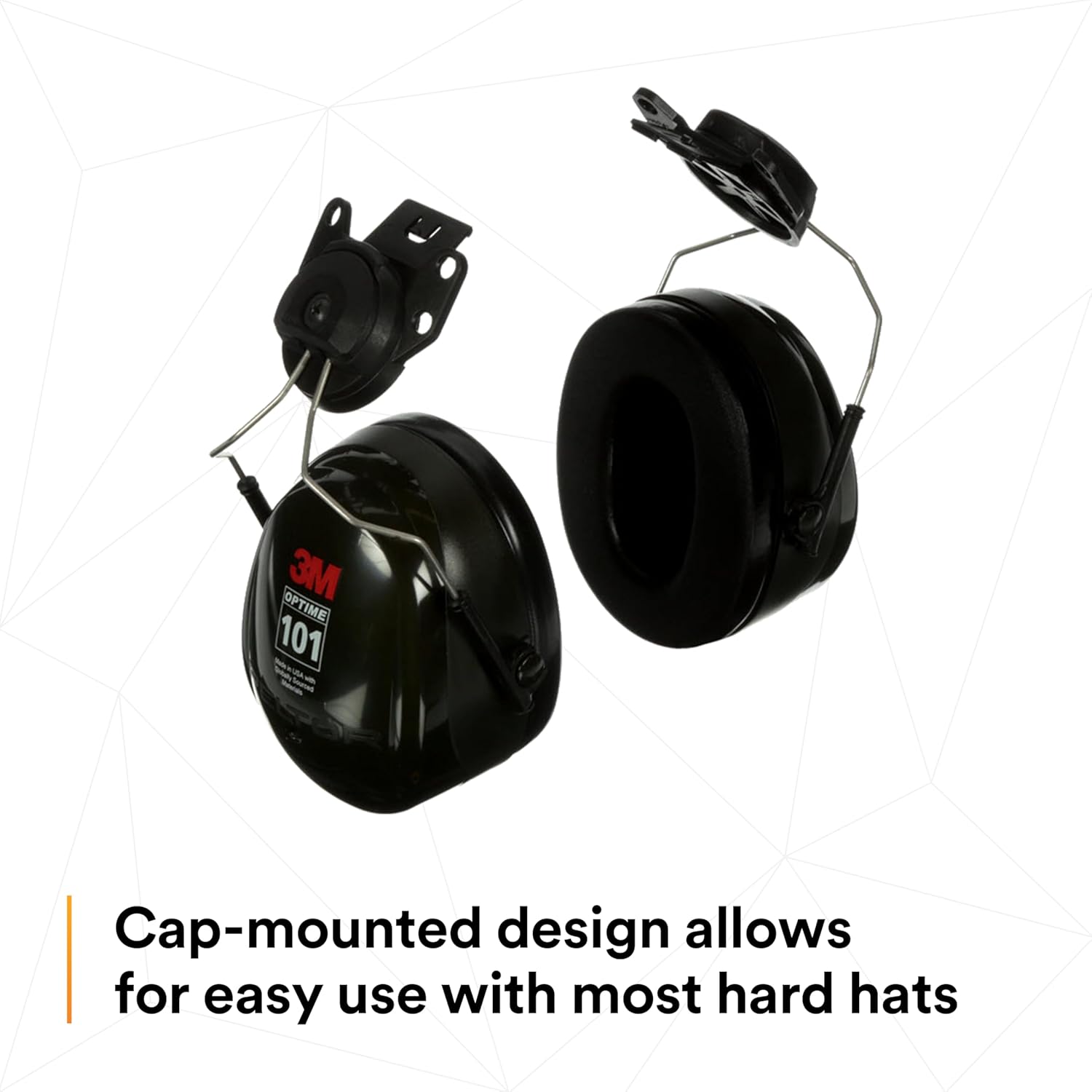 3M™ PELTOR™ Optime™ 101 Earmuffs, H7P3E, hard hat attached