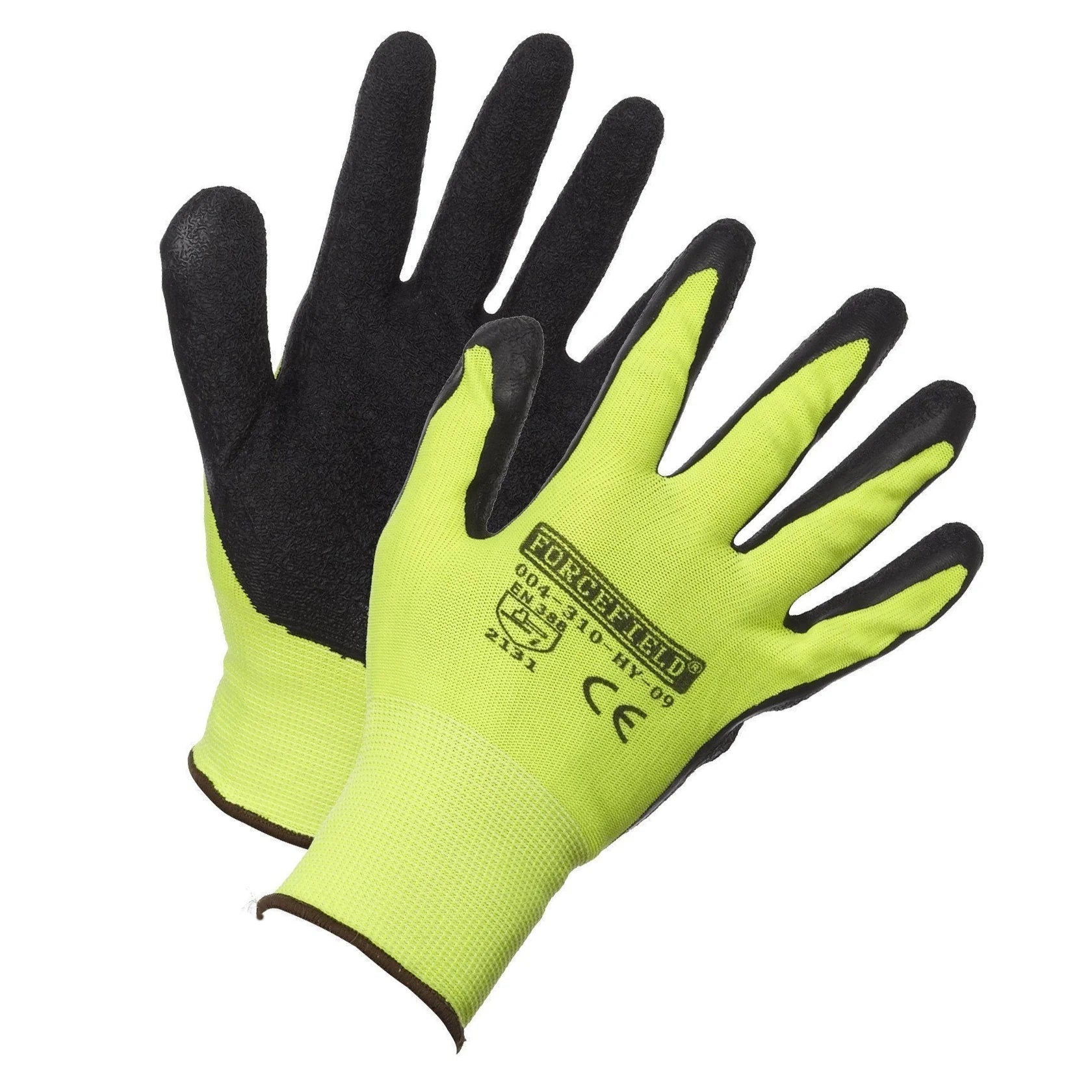 Hi-Vis Nylon Work Glove, Palm Coated with Crinkle Latex