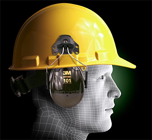 3M™ PELTOR™ Optime™ 101 Earmuffs, H7P3E, hard hat attached