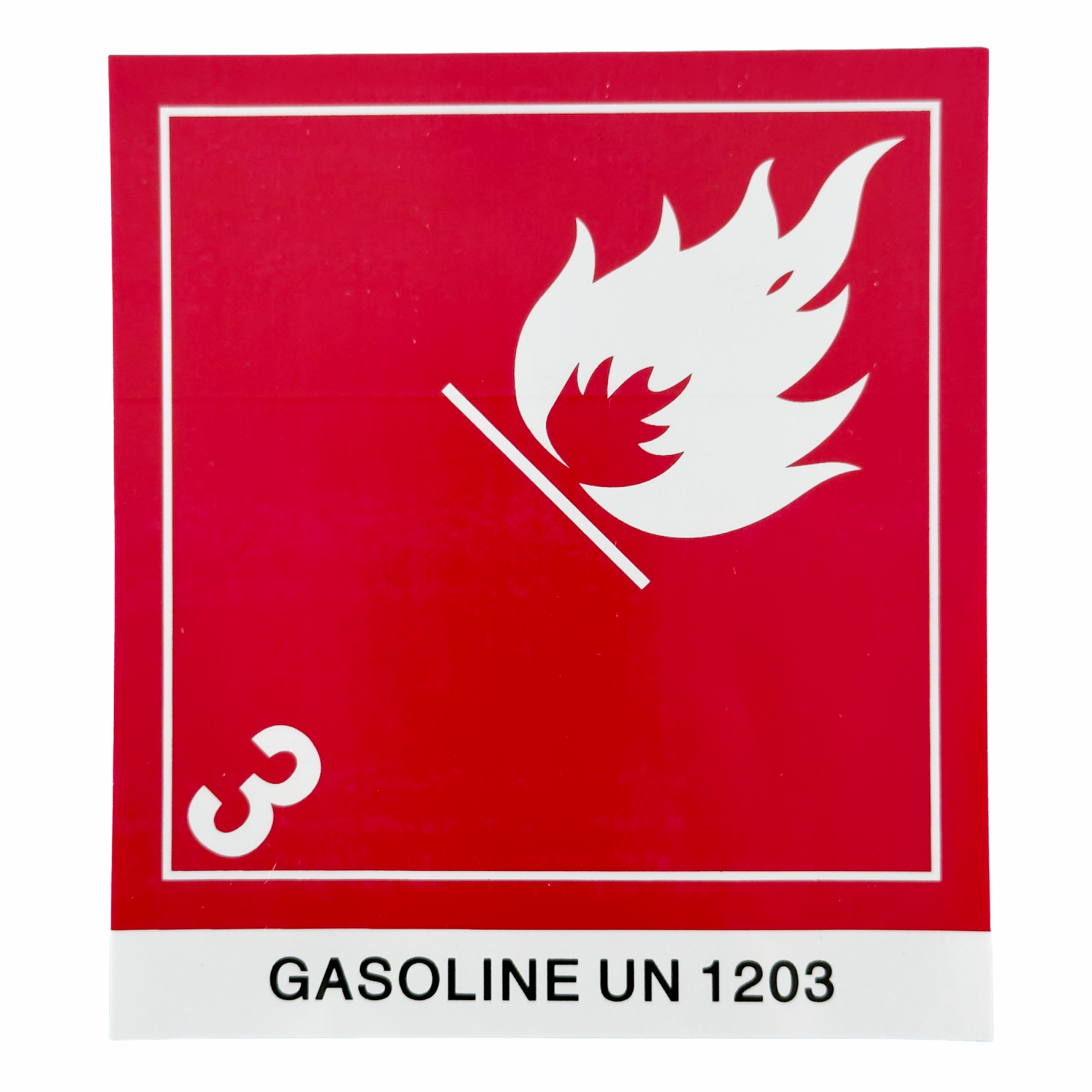 Placard Label - Class 3, Gasoline UN 1203, 4 × 4 inches (10.2 × 10.2 cm)