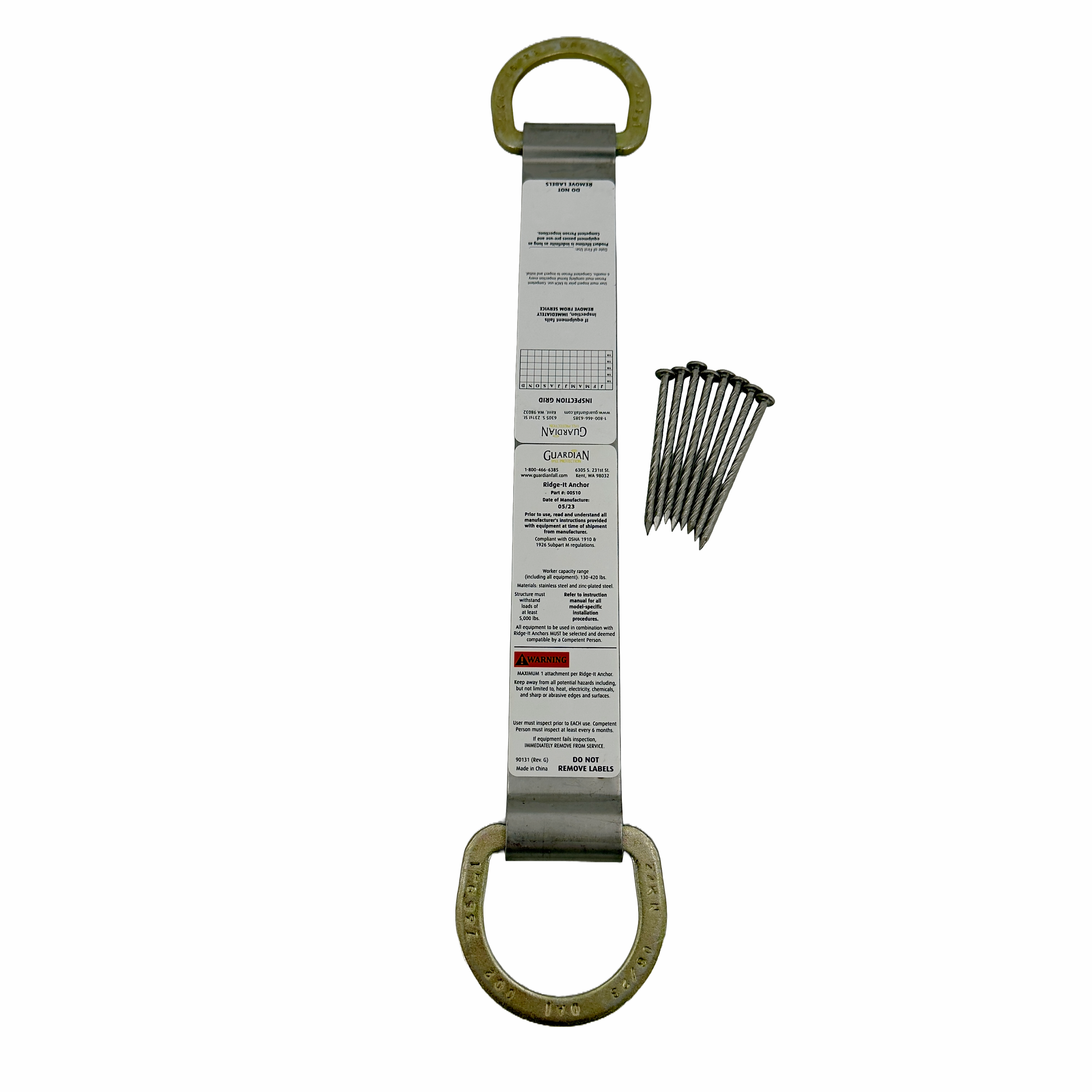 Roof Ridge-It 2D Permanent Anchor C/W Stainless Steel Fasteners