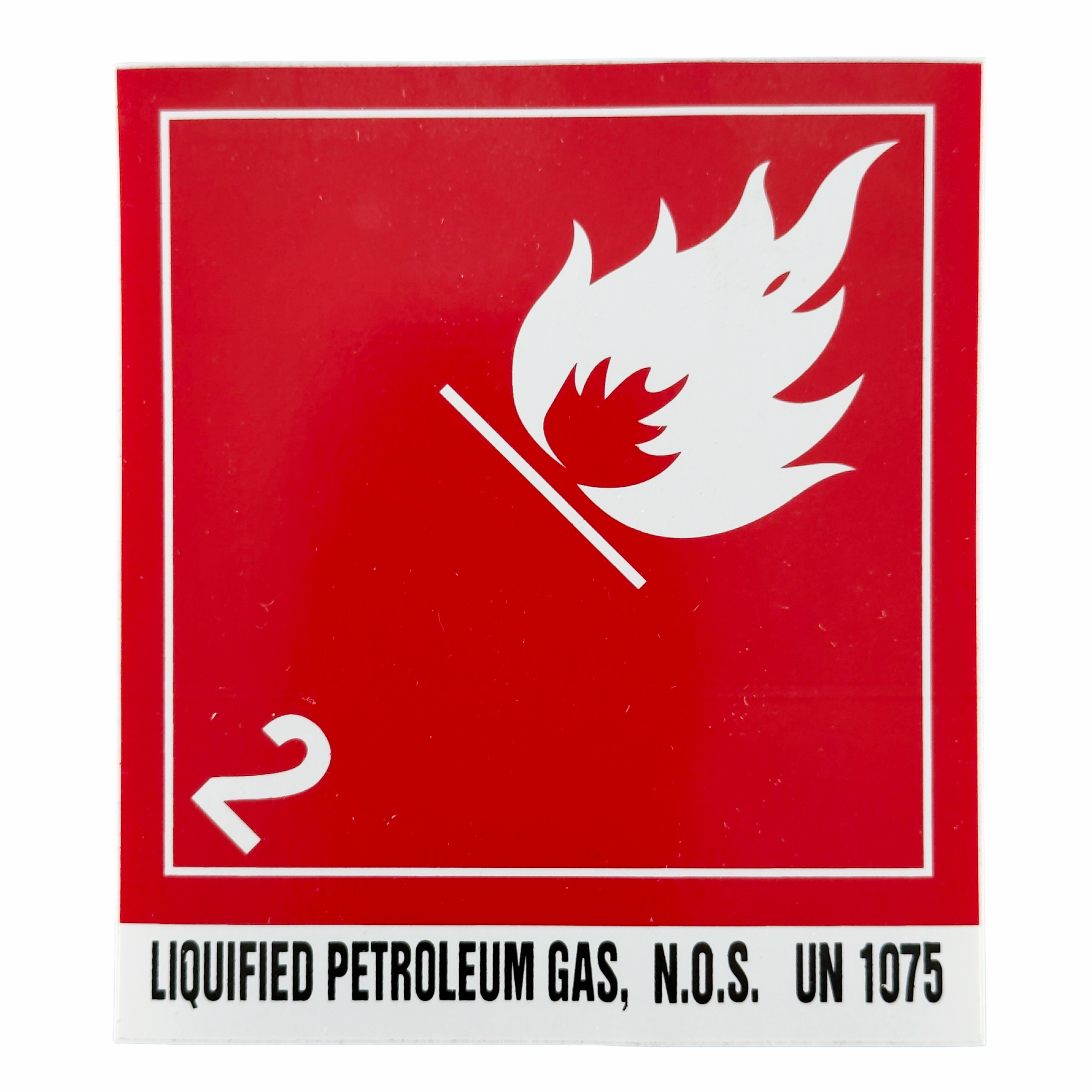 Placard Label - Class 2, Liquified Petroleum Gas UN 1075, 4 × 4 inches (10.2 × 10.2 cm)