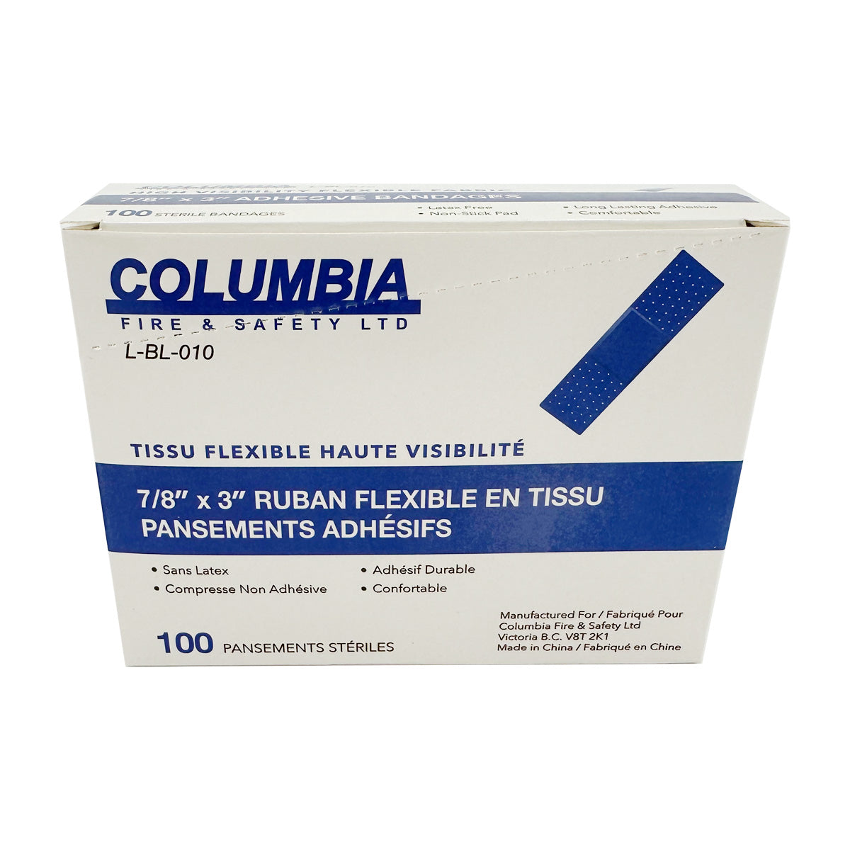 Bandaids ( STRIP ) Blue Metal Detectable 7/8" X 3" ( 2.23cm x 7.62cm )