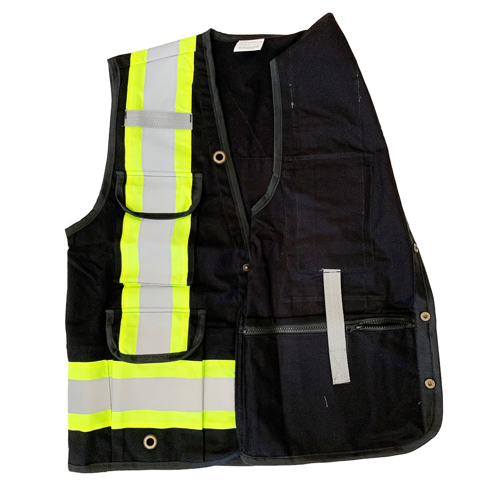 Surveyors Vest ( BLACK ) W/ Reflective Tape