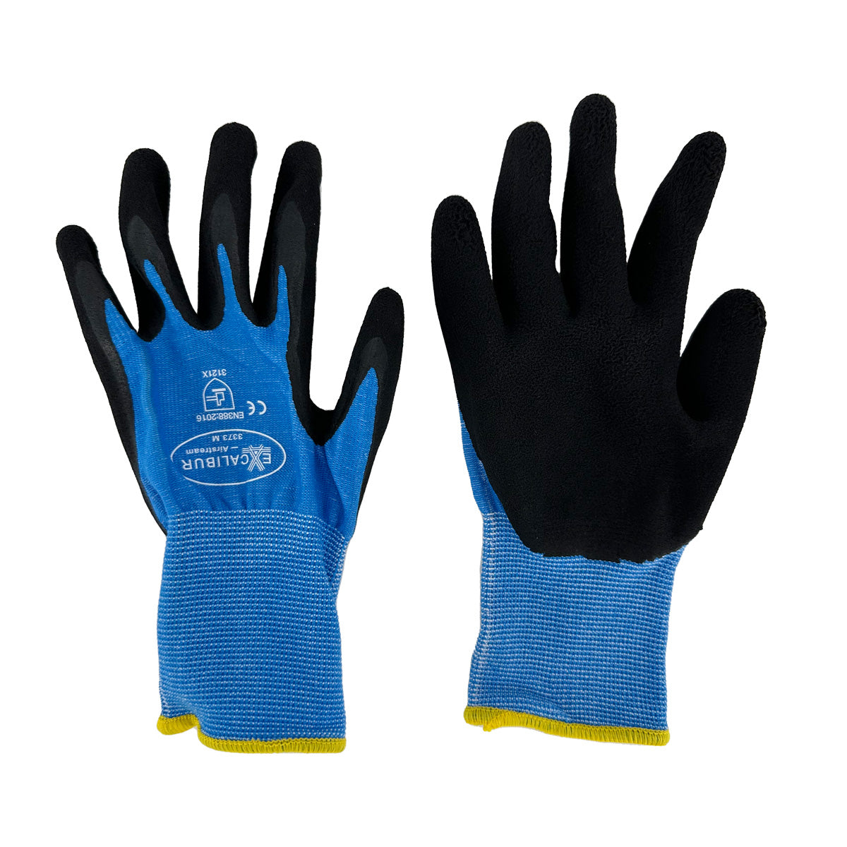 Airstream Glove coated black foam latex on palm 13 gauge knitted blue