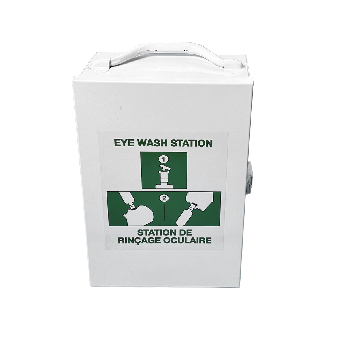 Eye Wash Metal Station, Empty w/Eye Wash Bottle Label