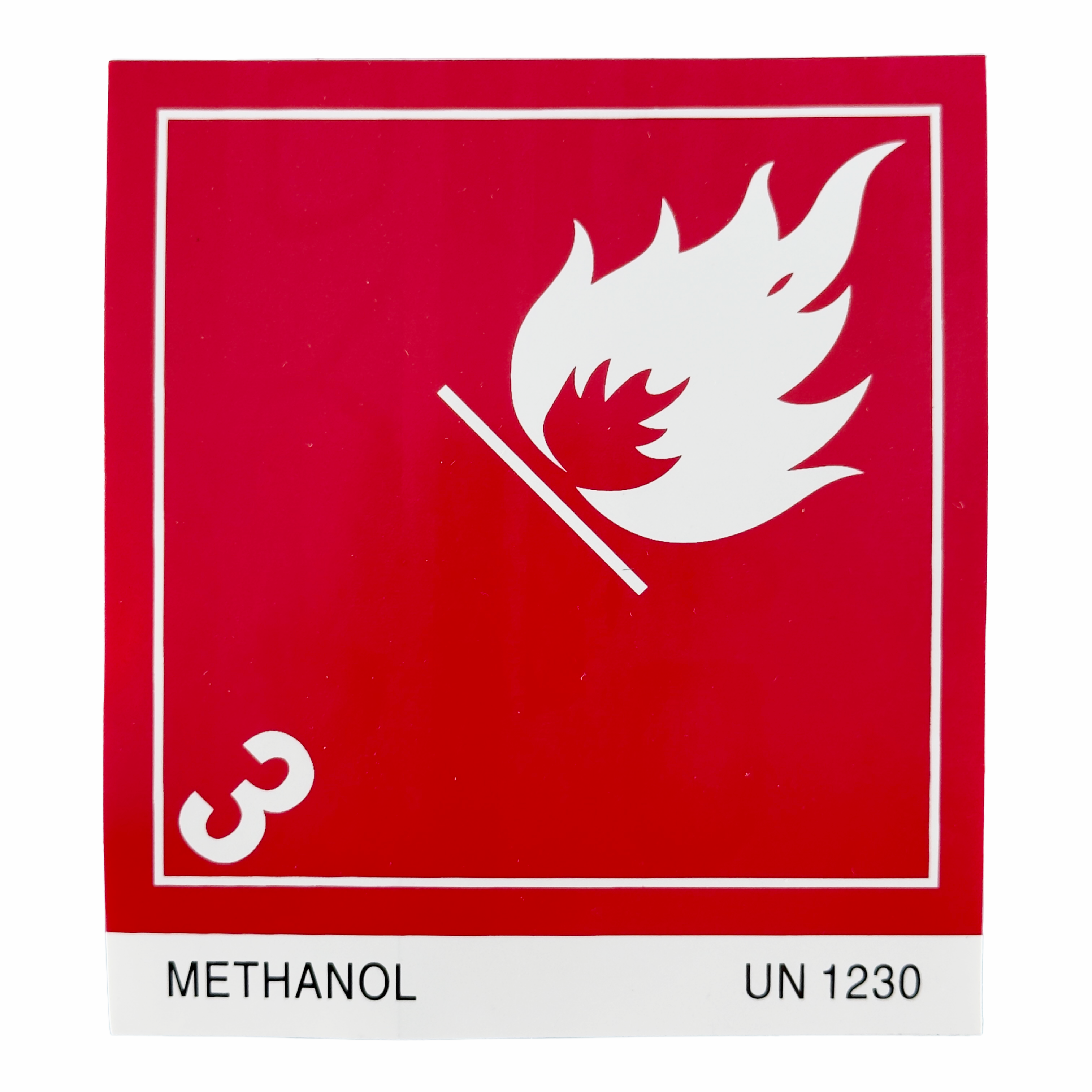 Placard Label - Class 3, Methanol UN 1230, 4 × 4 inches (10.2 × 10.2 cm)