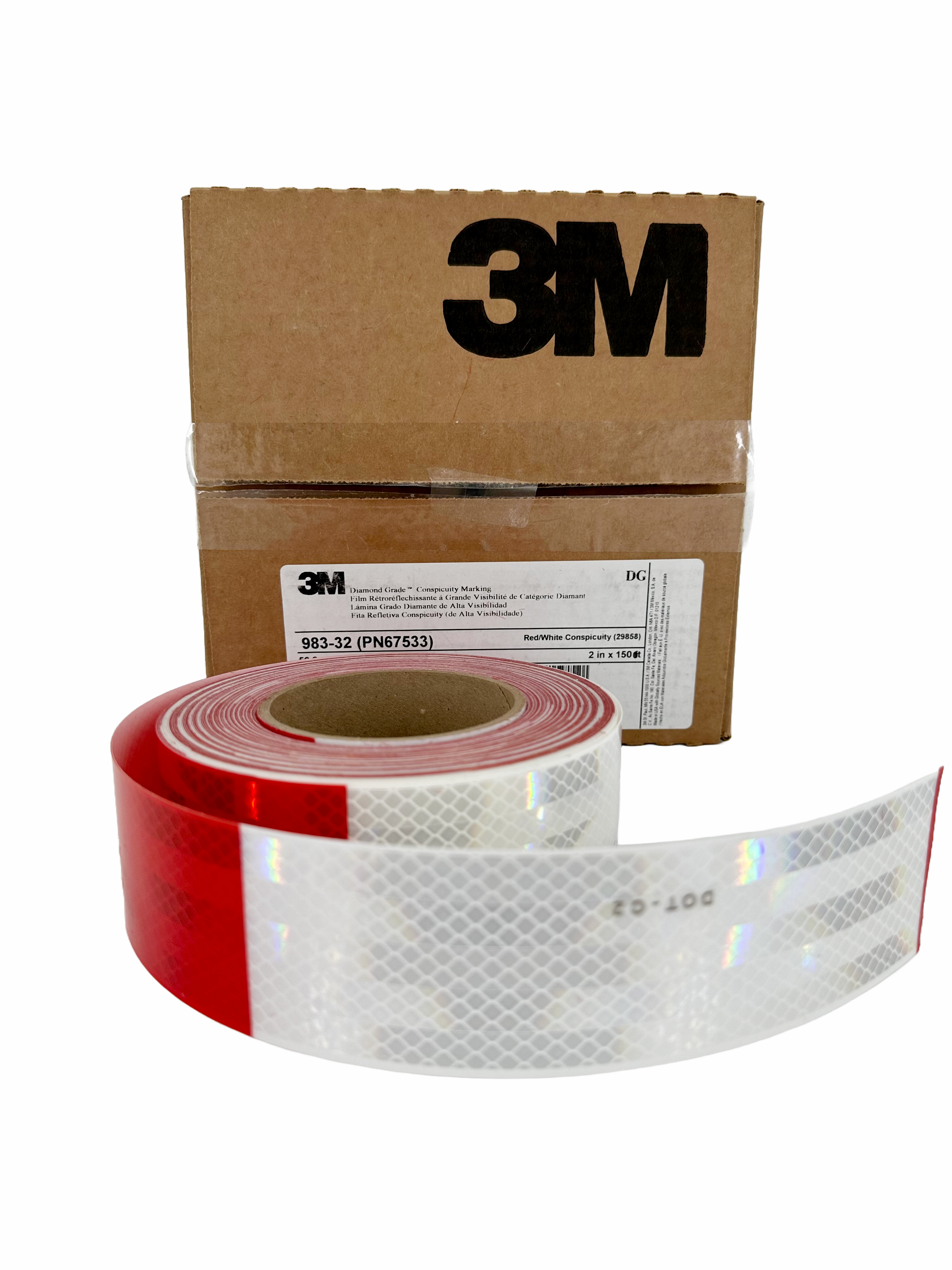 3M Reflective Tape 2" (5.08 cm) Tape (Red / White) Self Adhesive- Sold by the FT
