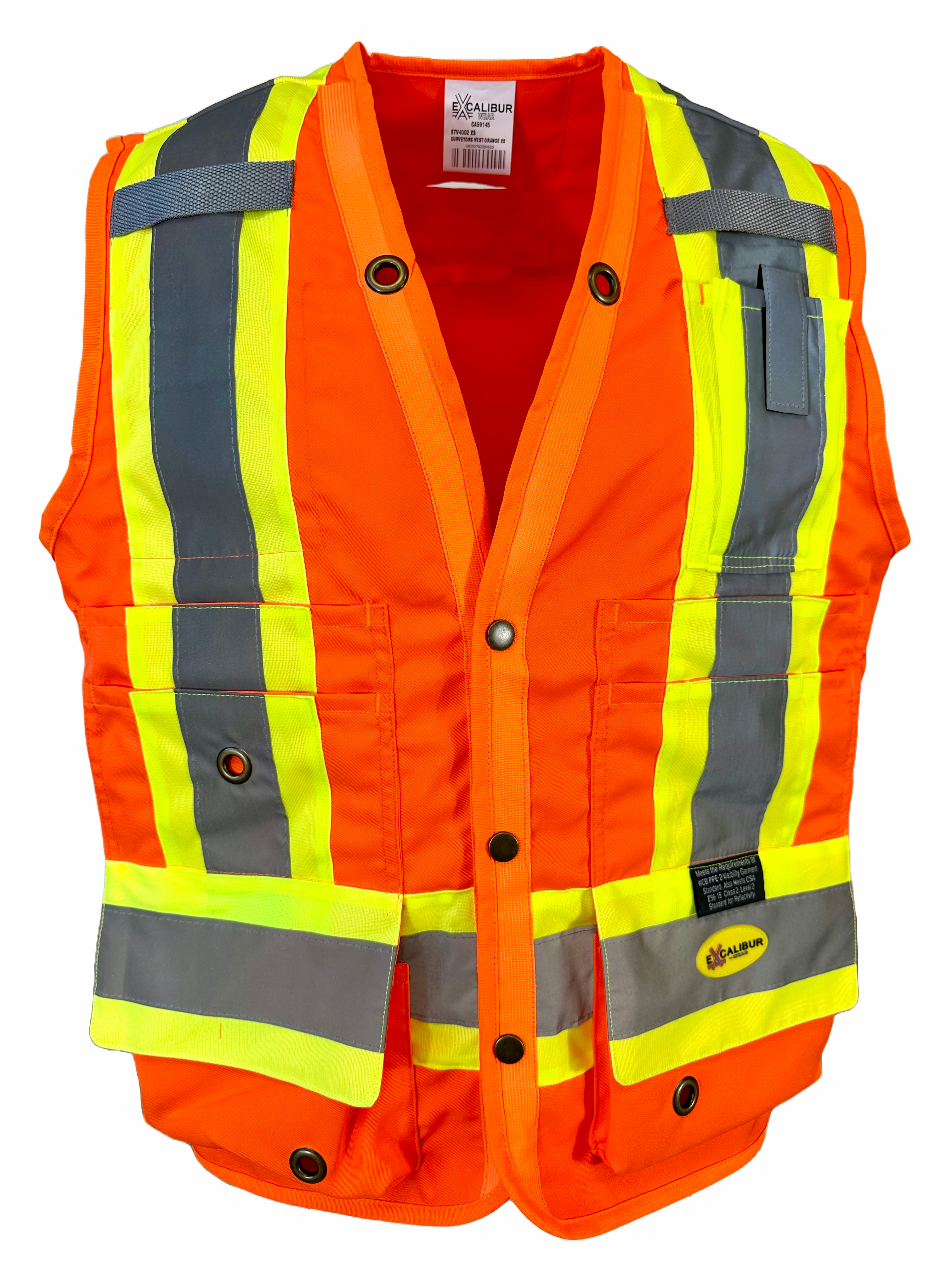 Surveyors Vest, Polyester ( ORANGE ) W/ Reflective Tape