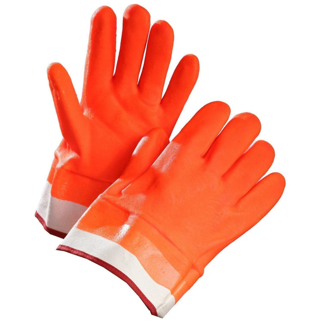PVC Coated Chemical-Resistant Gloves (Orange) – Fleece Lined with Safety Cuff