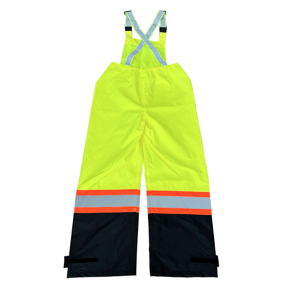 Hi-Viz Bib Style Rain Pants ( YELLOW ) W/ Reflective Tape