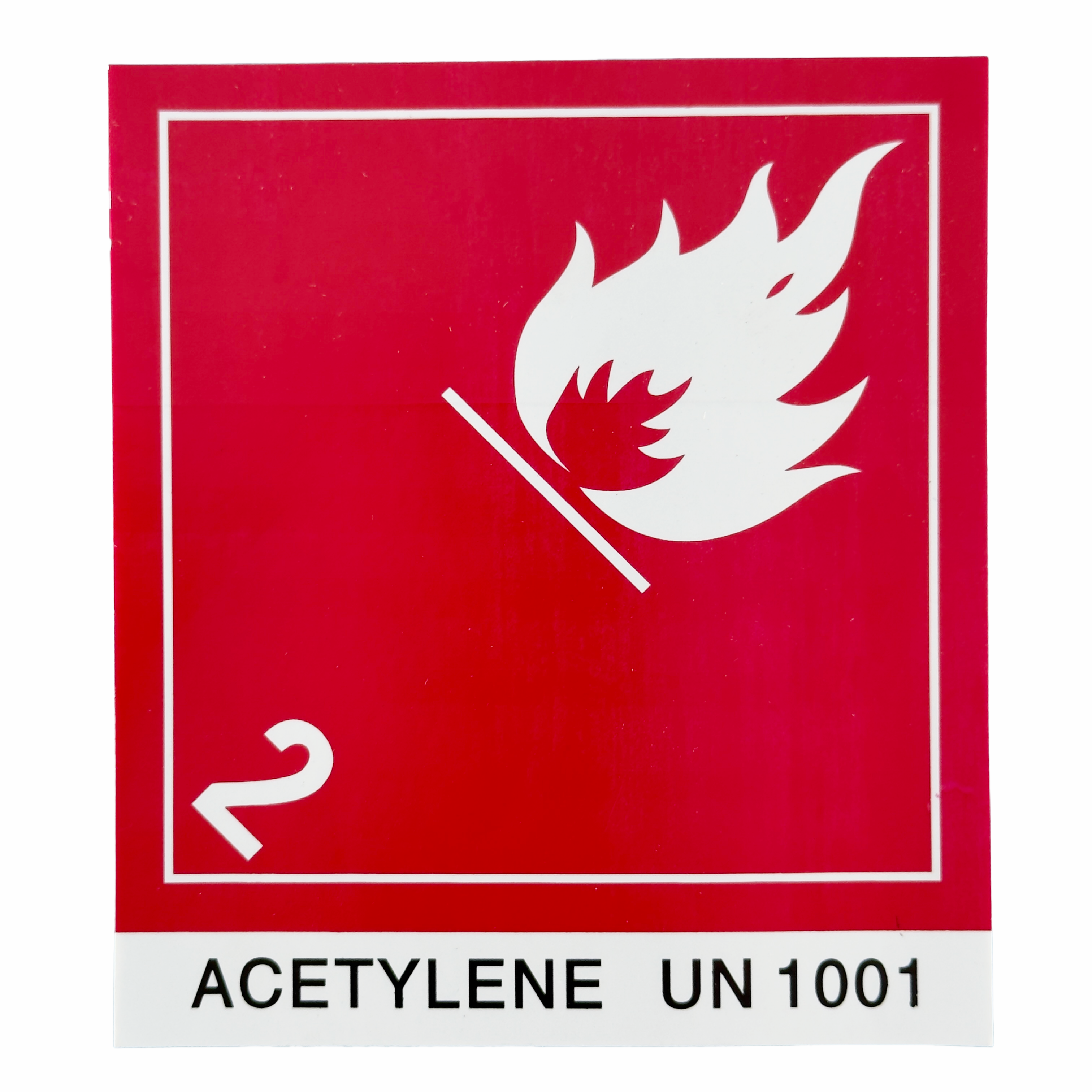 Placard Label - Class 2, Acetylene UN 1001, 4 × 4 inches (10.2 × 10.2 cm)