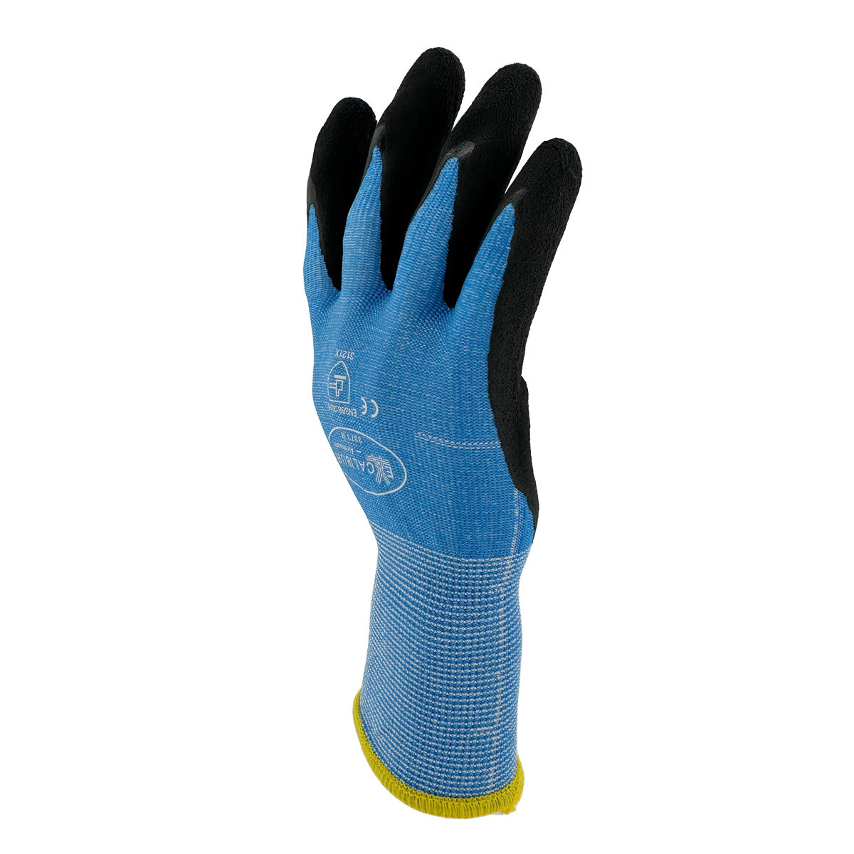 Airstream Glove coated black foam latex on palm 13 gauge knitted blue